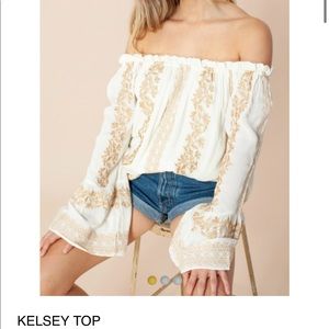 NWT Hale Bob off shoulder Kelsey top- embroidered